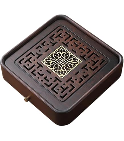 Amazon.co.jp: 茶盤 茶台 木製 お茶 茶皿 中国茶器 器 排水式茶盤